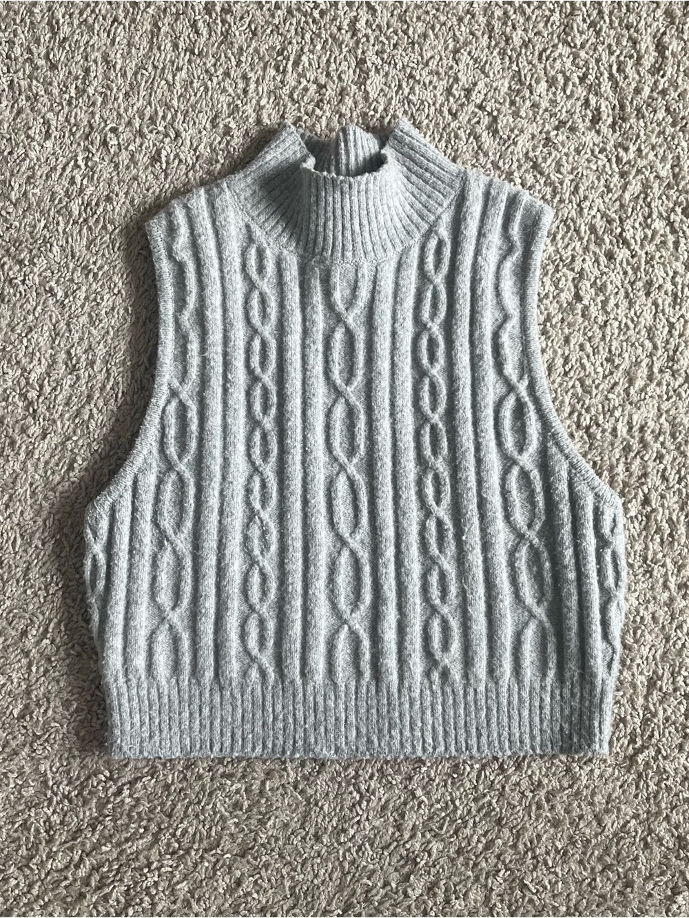 Alo Cable Knit Athletic Heather Mock Neck Tank Top